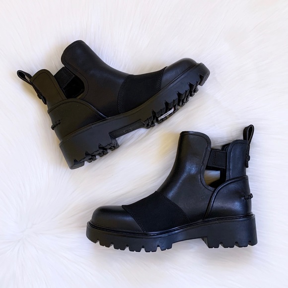 UGG Stockton Black Leather Ankle Boots - Picture 5 of 8